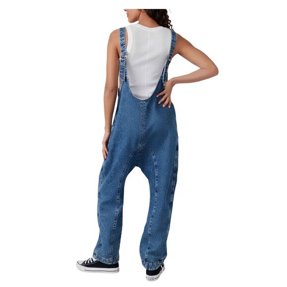 Free People We The Free High Roller Jumpsuit Kansas Sappy Blue Size Large NWT - Picture 2 of 10